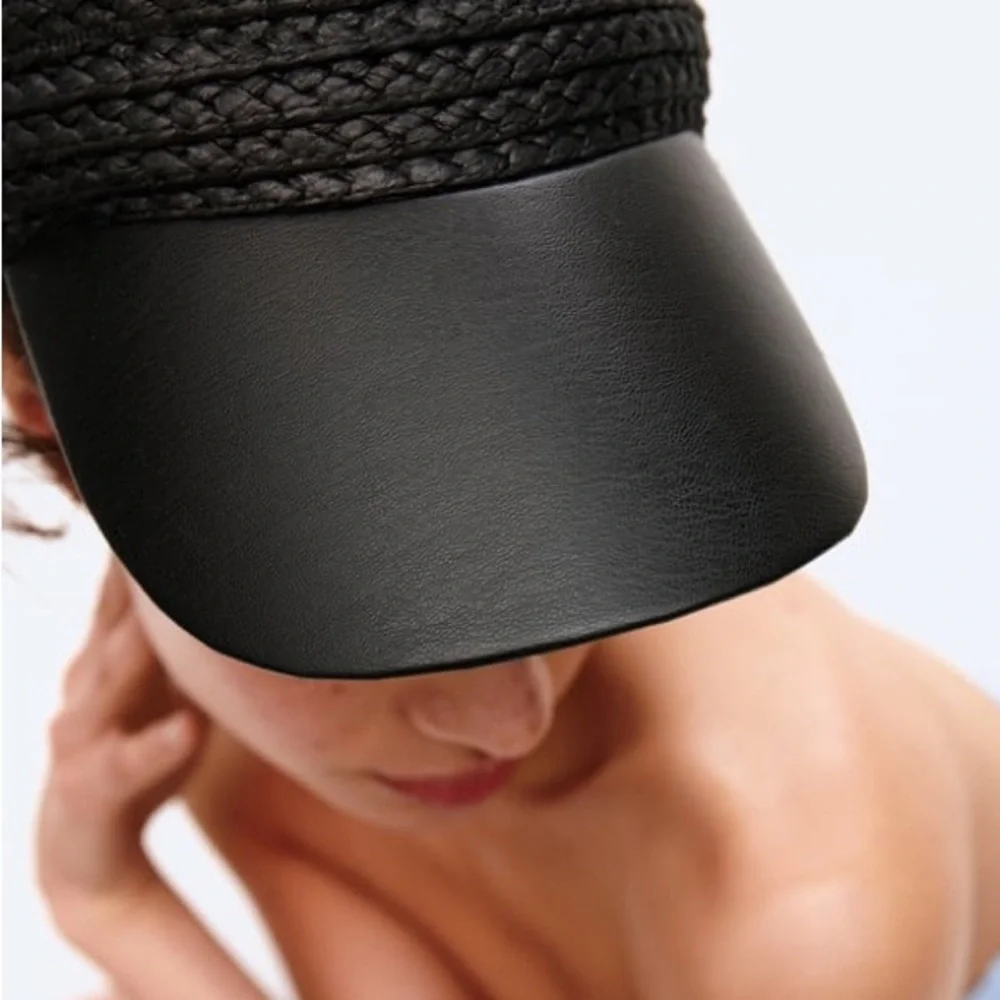 NWT. Zara Black Raffia Vizor. Size S-M.
